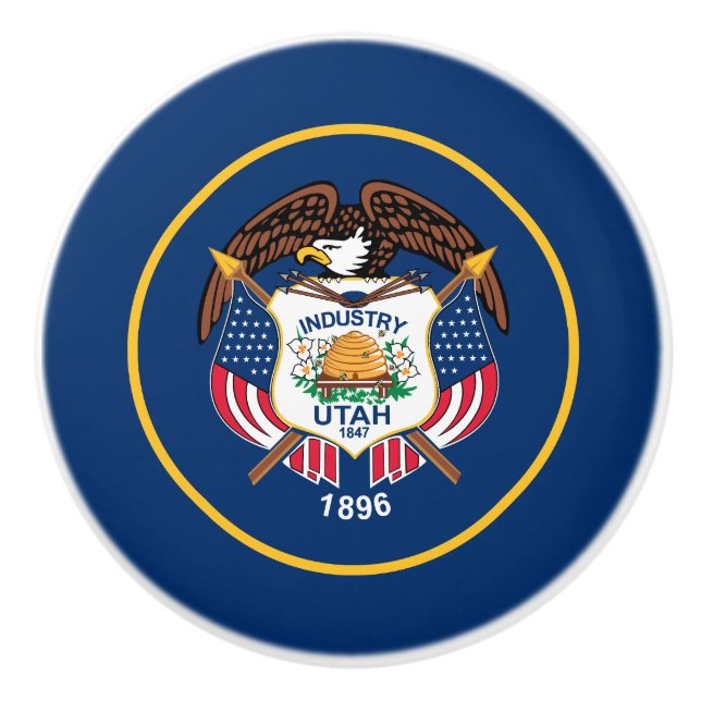 Bouton De Porte En Céramique Drapeau de l'État de l'Utah (Devant)