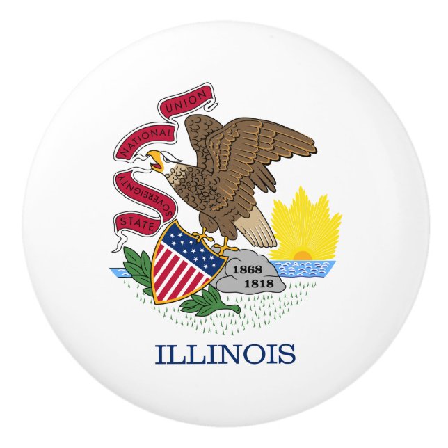 Bouton De Porte En Céramique Drapeau de l'Illinois (Devant)