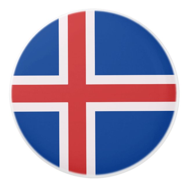 Bouton De Porte En Céramique Drapeau de l'Islande (Devant)