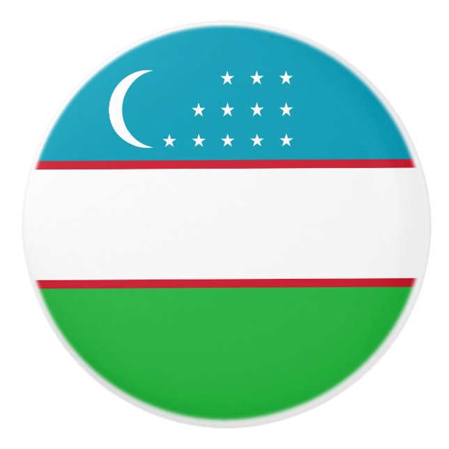 Bouton De Porte En Céramique Drapeau de l'Ouzbékistan (Devant)