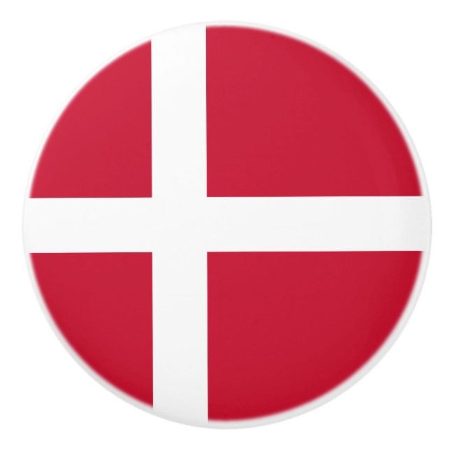 Bouton De Porte En Céramique Drapeau du Danemark (Devant)