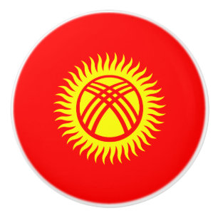 Bouton De Porte En Céramique Drapeau du Kirghizistan