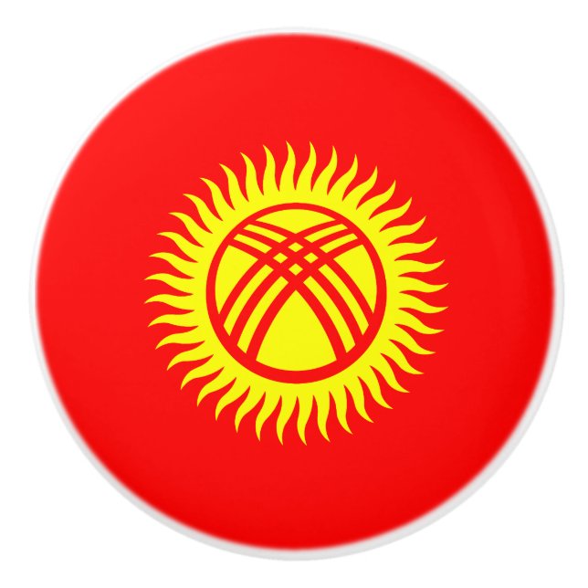 Bouton De Porte En Céramique Drapeau du Kirghizistan (Devant)