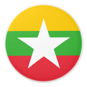 Bouton De Porte En Céramique Drapeau du Myanmar