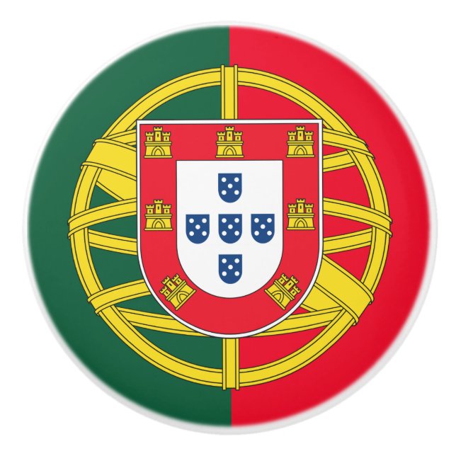 Bouton De Porte En Céramique Drapeau du Portugal (Devant)