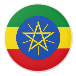 Bouton De Porte En Céramique Drapeau Éthiopie