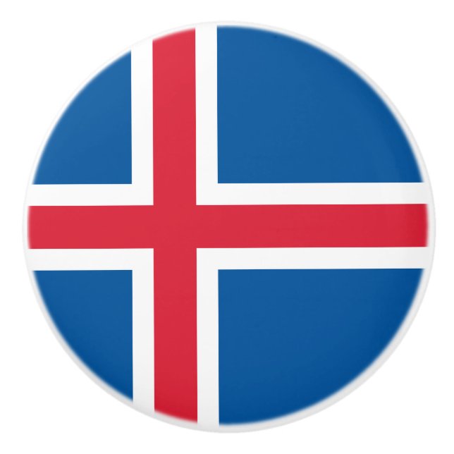 Bouton De Porte En Céramique Drapeau Islande (Devant)