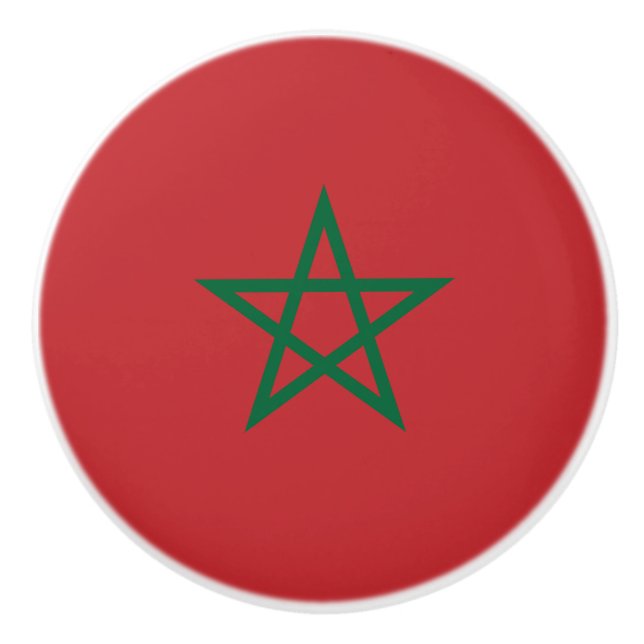 Bouton De Porte En Céramique Drapeau Maroc (Devant)