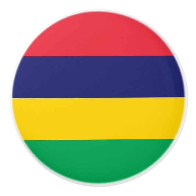 Bouton De Porte En Céramique Drapeau Maurice (Devant)