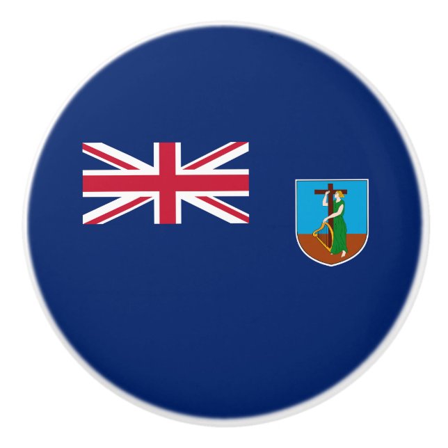 Bouton De Porte En Céramique Drapeau Montserrat (Devant)