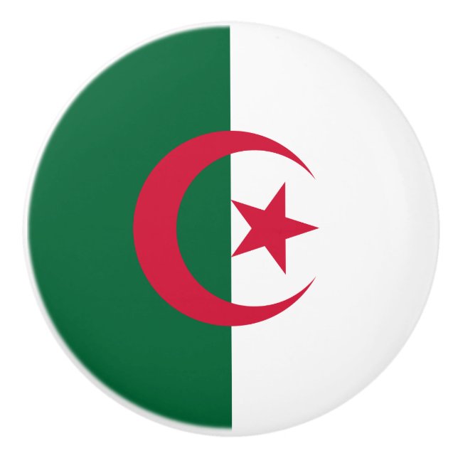 Bouton De Porte En Céramique Drapeau patriotique algérien (Devant)