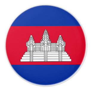 Bouton De Porte En Céramique Drapeau patriotique cambodgien