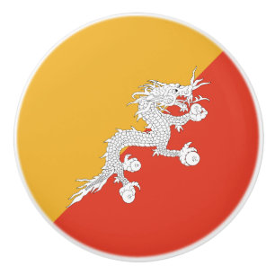 Bouton De Porte En Céramique Drapeau patriotique du Bhoutan