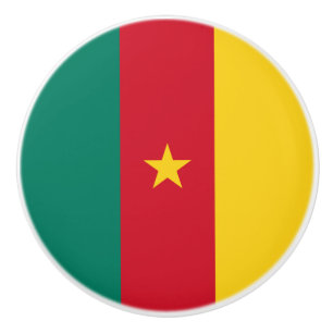 Bouton De Porte En Céramique Drapeau patriotique du Cameroun