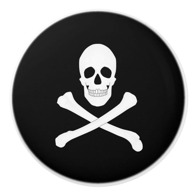 Bouton De Porte En Céramique Drapeau Pirate (Jolly roger) (Devant)