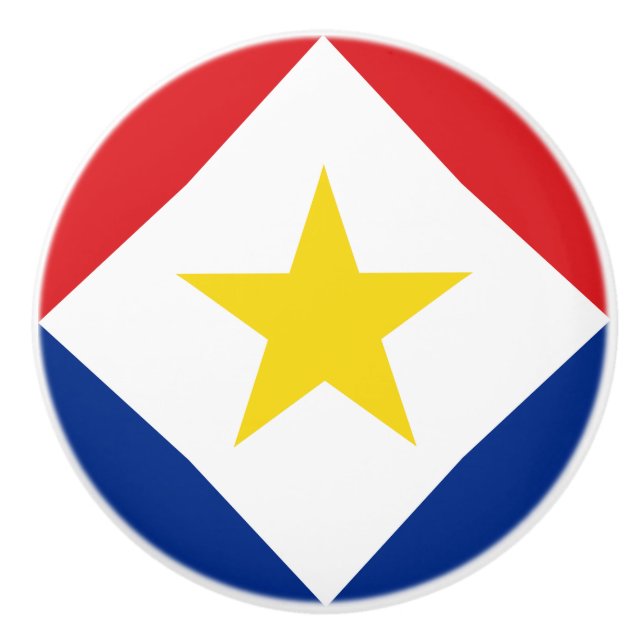 Bouton De Porte En Céramique Drapeau Saba (Devant)