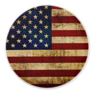Bouton De Porte En Céramique Drapeau USA / Grunge