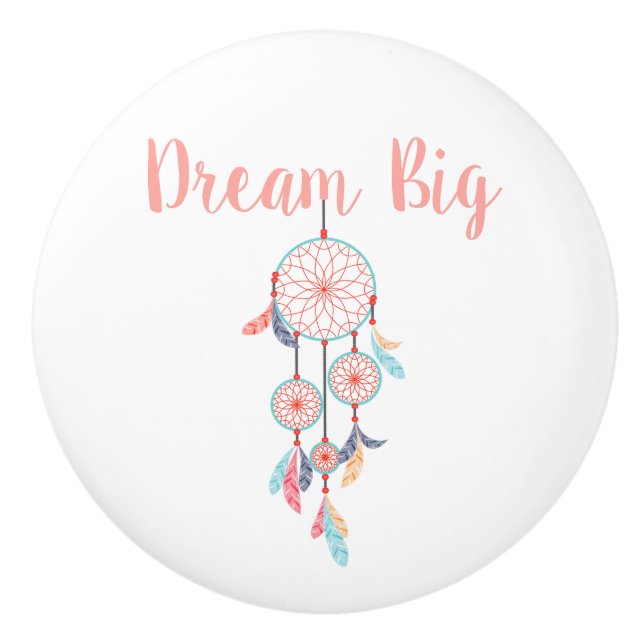 Bouton De Porte En Céramique Dream Big Dreamcatcher Bohemian Dream Catcher (Devant)