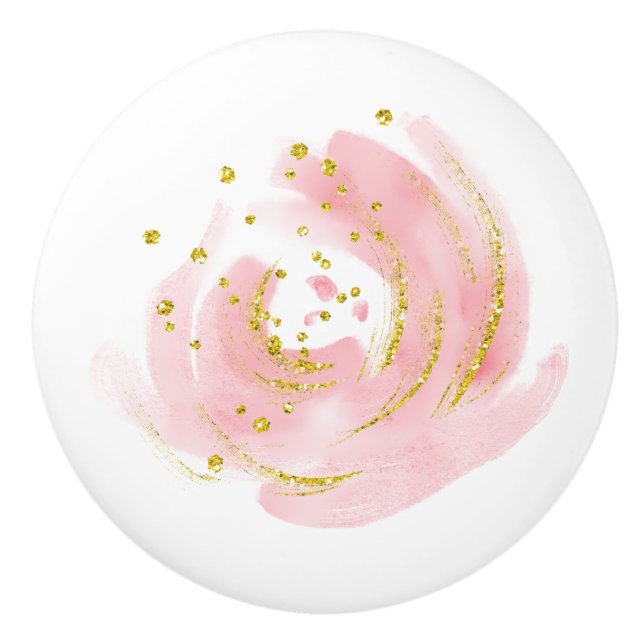 Bouton De Porte En Céramique Dresser Tirer Tirer Pull Rose Bud (Devant)