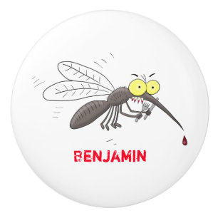 Bouton De Porte En Céramique Drôle dessin d'insecte moustique