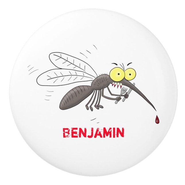 Bouton De Porte En Céramique Drôle dessin d'insecte moustique (Devant)