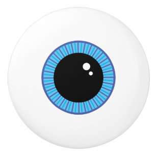 Bouton De Porte En Céramique Drôle Mignonne Bleu Eyeball