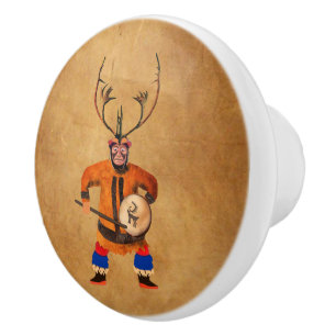 Bouton De Porte En Céramique Drumming Shaman