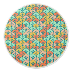 Bouton De Porte En Céramique Echelle de poisson géométrique moderne et colorée