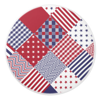 Bouton De Porte En Céramique Édredon blanc des Etats-Unis et bleu rouge