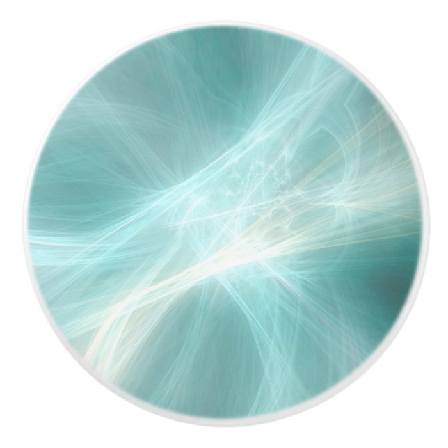Bouton De Porte En Céramique Effet Abstrait - Turquoise (Devant)