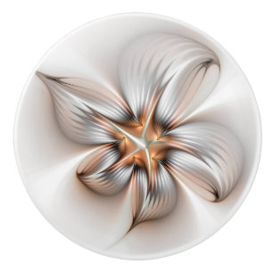 Bouton De Porte En Céramique Élégance florale Art Abstrait fractal moderne