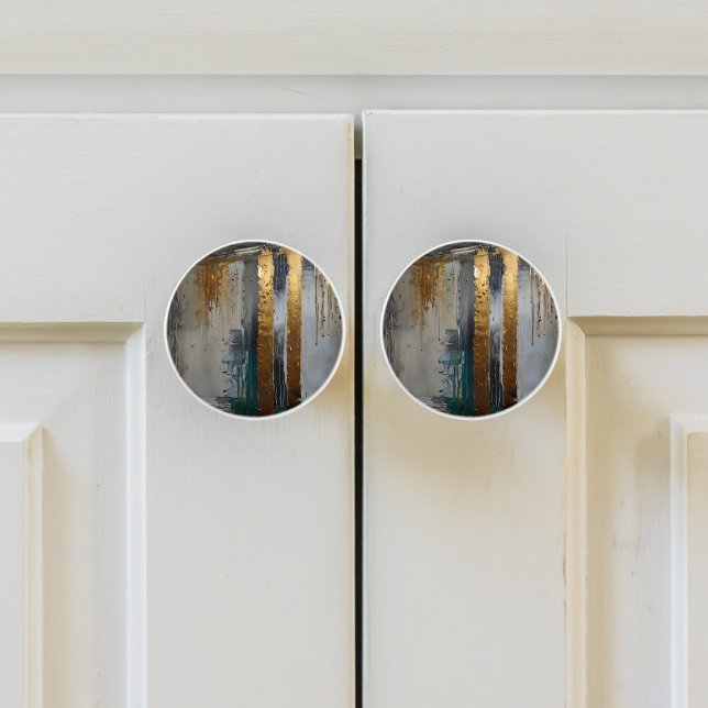 Bouton De Porte En Céramique Élégance moderne Or Abstrait (Créateur téléchargé)