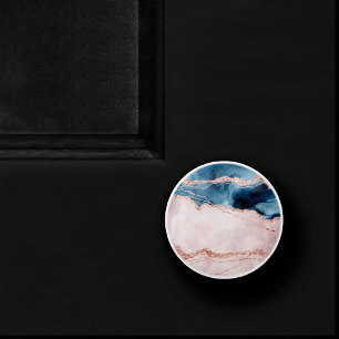 Bouton De Porte En Céramique Élégance mystique   Turquoise Bleu et Rose Or Agat