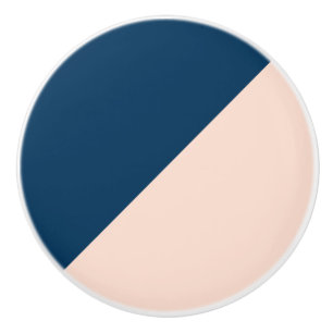Bouton De Porte En Céramique élégant bloc de couleur bleu marine pastel peach