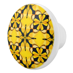 Bouton De Porte En Céramique Élégant motif jaune