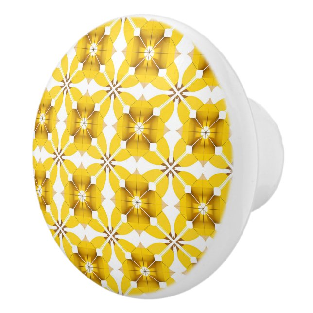 Bouton De Porte En Céramique Élégant motif jaune (Droite)