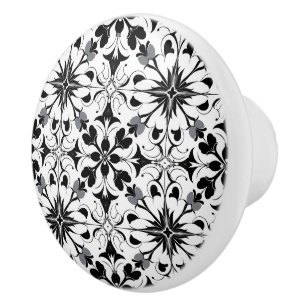 Bouton De Porte En Céramique Élégant motif noir