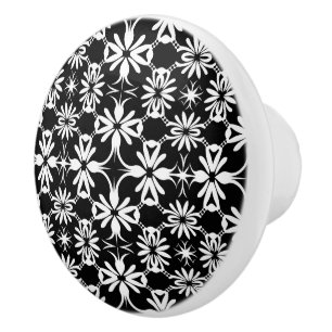Bouton De Porte En Céramique Élégant motif noir