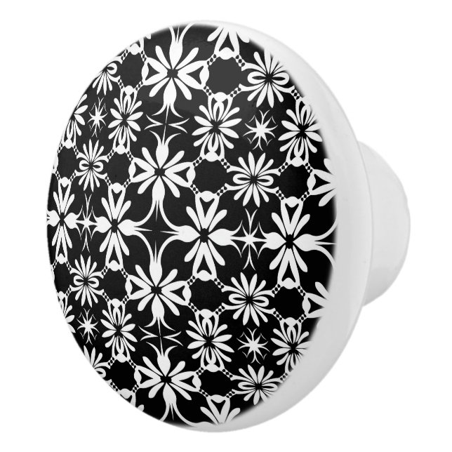 Bouton De Porte En Céramique Élégant motif noir (Droite)