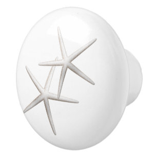 Bouton De Porte En Céramique Élégant poisson étoilé blanc