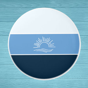Bouton De Porte En Céramique Elégante Ocean Blue Stripes Mer