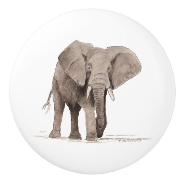 Bouton De Porte En Céramique elephant drawer pull (Devant)