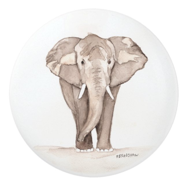 Bouton De Porte En Céramique elephant drawer pull (Devant)
