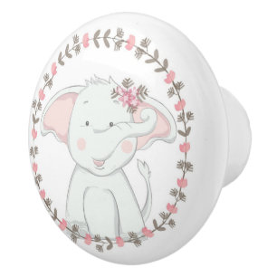 Bouton De Porte En Céramique Eléphant mignon
