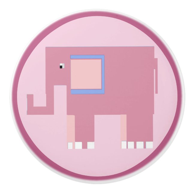 Bouton De Porte En Céramique Eléphant rose mignon (Devant)