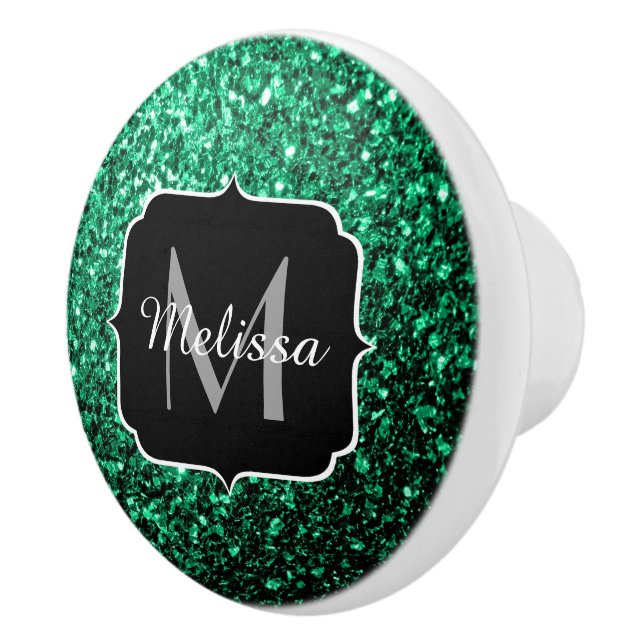 Bouton De Porte En Céramique Emerald Green fausse parties scintillant scintille (Droite)