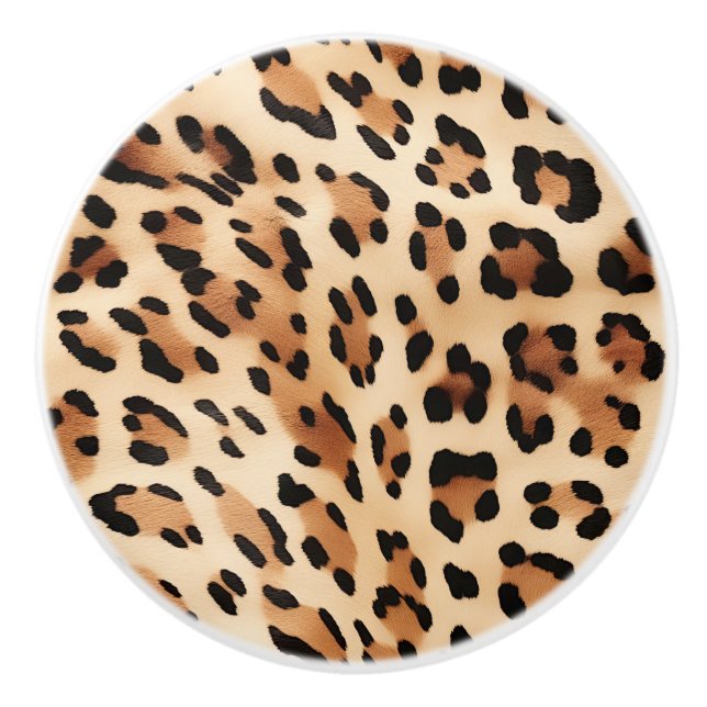Bouton De Porte En Céramique Empreinte de léopard Brown de crème (Devant)