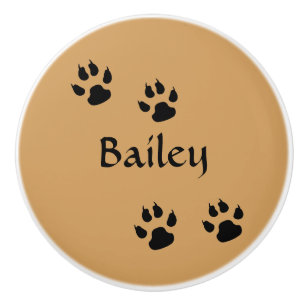 Bouton De Porte En Céramique Empreintes de chien