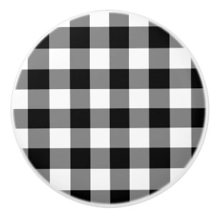 Bouton De Porte En Céramique En vichy noir