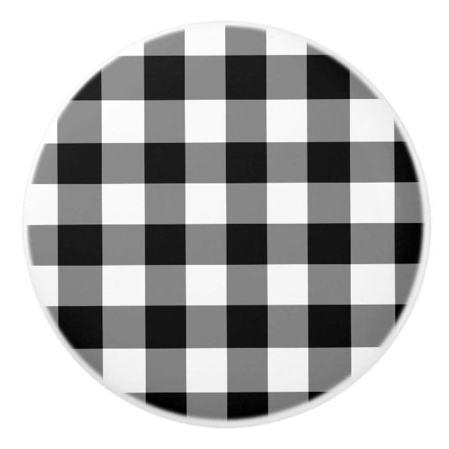 Bouton De Porte En Céramique En vichy noir (Devant)